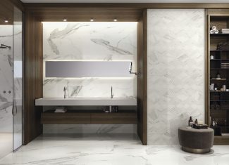 Carrelage effet marbre blanc poli 40×120 – Patmos