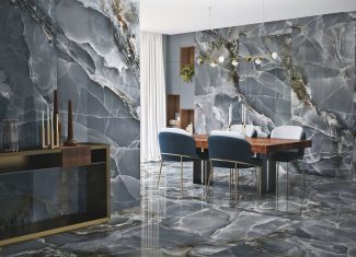 Carrelage intérieur effet marbre coloré 120×120 – Onyx Bleu