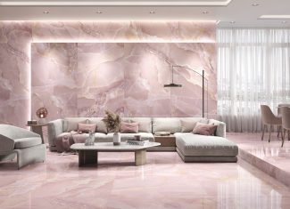 Carrelage intérieur effet marbre coloré 260×120 – Onyx Rose