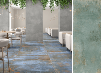 Carrelage intérieur effet pierre coloré 120×120 – Oxyde Turquoise