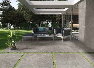 Carrelage extérieur effet pierre 120×120 – Stoneland Grey