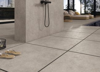 Carrelage extérieur effet pierre 80×80 – Asphalt Mud