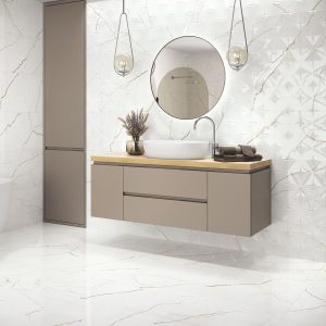 Carrelage intérieur effet marbre blanc Lyon