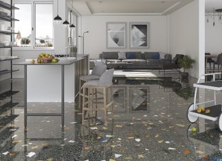 Carrelage intérieur & extérieur Terrazzo 120×120 – Stracciatella Grafito