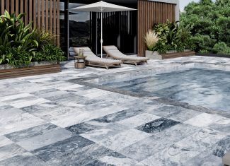 Margelle effet pierre de Bali – 33×120 Bleu