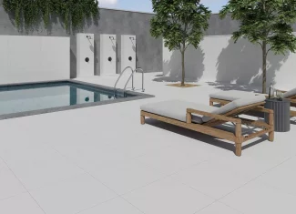 Carrelage extérieur effet pierre blanc 60×60 – Blanco Mate