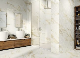 Carrelage intérieur effet marbre 40×120 – Ornament Adaggio Gold