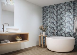 Carrelage intérieur graphique 30×90 – Fleurs Montmartre Ciel