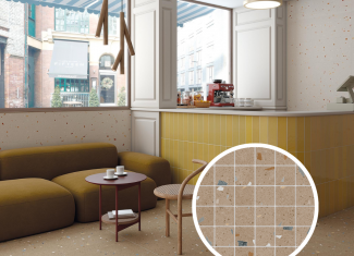 Carrelage intérieur effet Terrazzo 30×30 – Croccante Mosaic Nuez