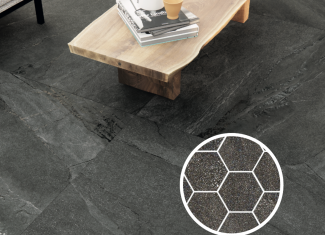 Carrelage effet pierre Argent Malla Hex 32,5×22,5 – Lab Halley