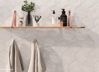 Carrelage intérieur brillant hexagonal 19,8×22,8 – Dec. Rain Bianco