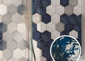 Carrelage intérieur brillant hexagonal 19,8×22,8 – Rain Blue