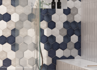 Carrelage intérieur brillant hexagonal 19,8×22,8 – Dec. Rain Blue