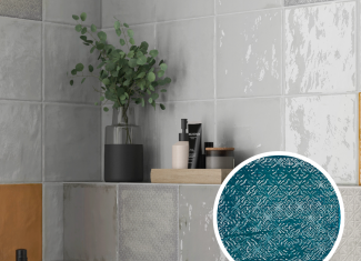 Carrelage intérieur brillant 22,3×22,3 – Dec. Rain Aquamarine