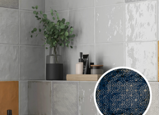 Carrelage intérieur brillant 22,3×22,3 – Dec. Rain Blue