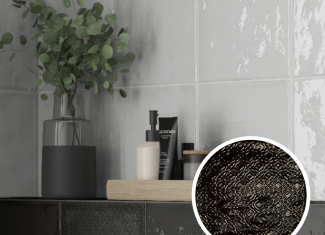 Carrelage intérieur brillant 22,3×22,3 – Dec. Rain Nero