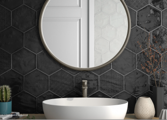 Carrelage intérieur brillant hexagonal 19,8×22,8 – Dec. Rain Nero