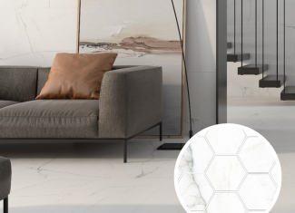 Carrelage intérieur effet marbre Malla Hex 32,5×22,5 Lab. Bianco Mare