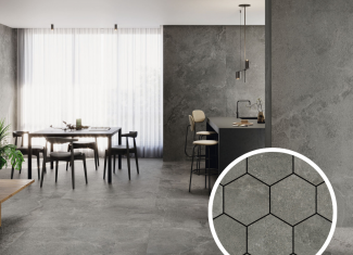 Carrelage intérieur effet pierre 60×120 – Hexa Dome Anthracite