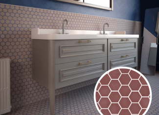 Carrelage mosaïque hexagonale Burgundy 32×29 – Matt Sixties