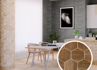 Carrelage hexagonal sol et mur imitation parquet mat Cerezo 30×30 – Albar