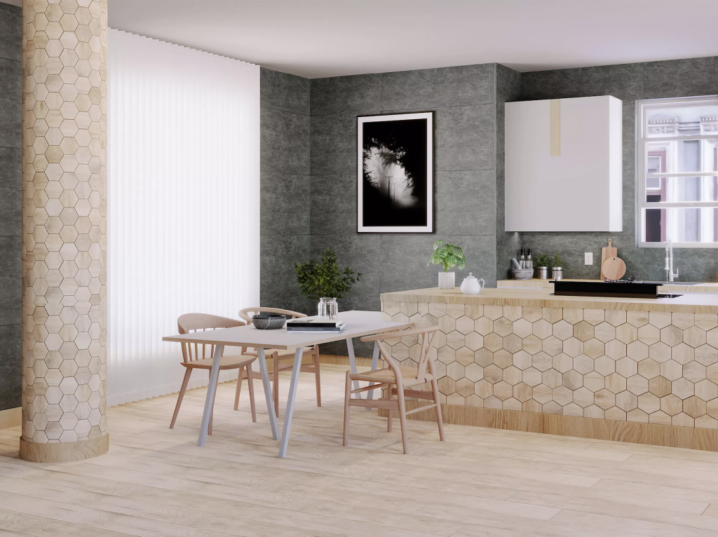 BSM Carrelage - Carrelage hexagonal sol et mur imitation parquet mat ...