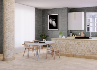 Carrelage hexagonal sol et mur imitation parquet mat Haya 30×30 – Albar