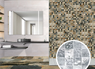 Carrelage luxe sol et mur effet pierre mat Ash 30×30 – Bali