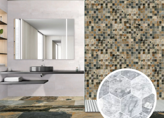 Carrelage hexagonal sol et mur effet pierre mat Ash 30×30 – Bali