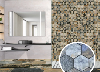 Carrelage hexagonal sol et mur effet pierre mat Blue 30×30 – Bali