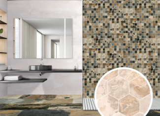 Carrelage hexagonal sol et mur effet pierre mat Sand 30×30- Bali