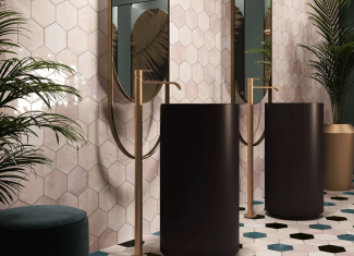 Carrelage hexagonal mur et sol intérieur mat Rose 15×17,3 – Hope