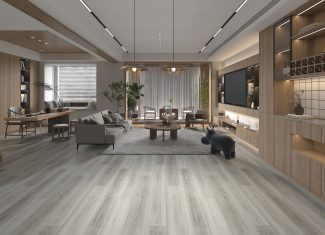 Parquet SPC Arancio Light Grey 22,8 × 154 cm – Materia