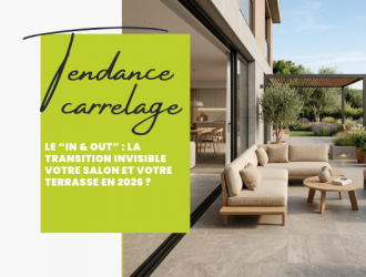 Terrasse moderne carrelage terrasse design 2026 continuité intérieur extérieur
