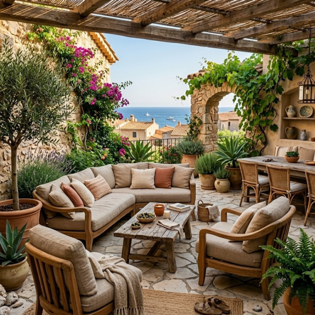 carrelage naturelle tendance 2026 terrasse ambiance méditerranée 