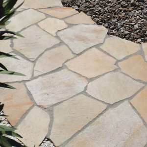 Pierre naturelle opus incertum - Quartzite Jaune (Épaisseur 3-5 cm)