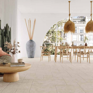 Carrelage effet travertin clair - 44x66 cm - Modular Metz Ivory