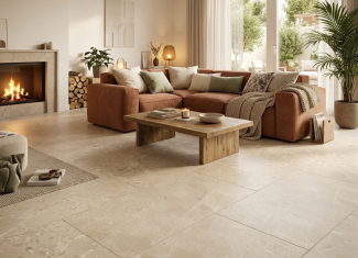 Carrelage effet pierre beige – 60×120 – Pulse cream