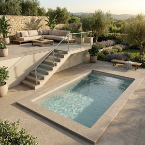 Margelle effet pierre taupe - 33x 120 - Halley Taupe