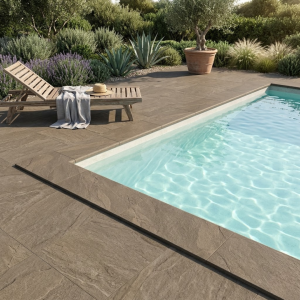 Margelle effet pierre marron - 33x 120 - Halley Mud