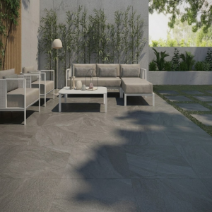 Carrelage extérieur effet pierre argent 20 mm – 90×90 – Halley Argent