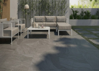 Carrelage extérieur effet pierre argent 20 mm – 90×90 – Halley Argent