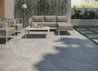 Carrelage extérieur effet pierre gris 20 mm – 90×90 – Halley Silver
