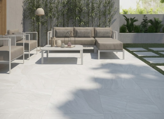 Carrelage extérieur effet pierre blanche 20mm – 90×90 – Halley White