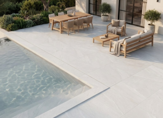 Carrelage extérieur effet pierre blanche 20mm – 60×120 – Halley White
