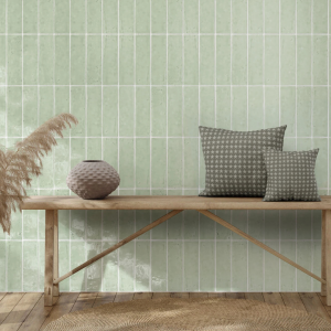Carrelage effet zellige vert pastel - 6 x 20 - Seneca Green