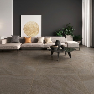 Carrelage effet pierre marron -100x100 - Halley Mud