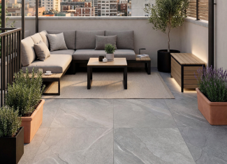 Carrelage extérieur effet pierre grise 20mm – 60×90 – Halley Silver