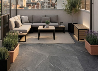Carrelage extérieur effet pierre argent 20mm – 60×90 – Halley Argent