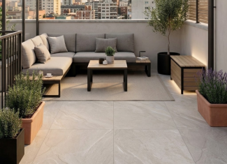 Carrelage extérieur effet pierre clair 20mm – 60×90 – Halley Light
